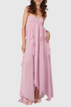Emine Halter Ruffle Split Maxi Dress - Purple
