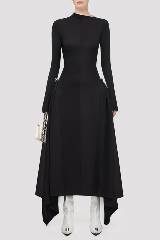 Eorkone Symmetric Draped Maxi Dress - Black