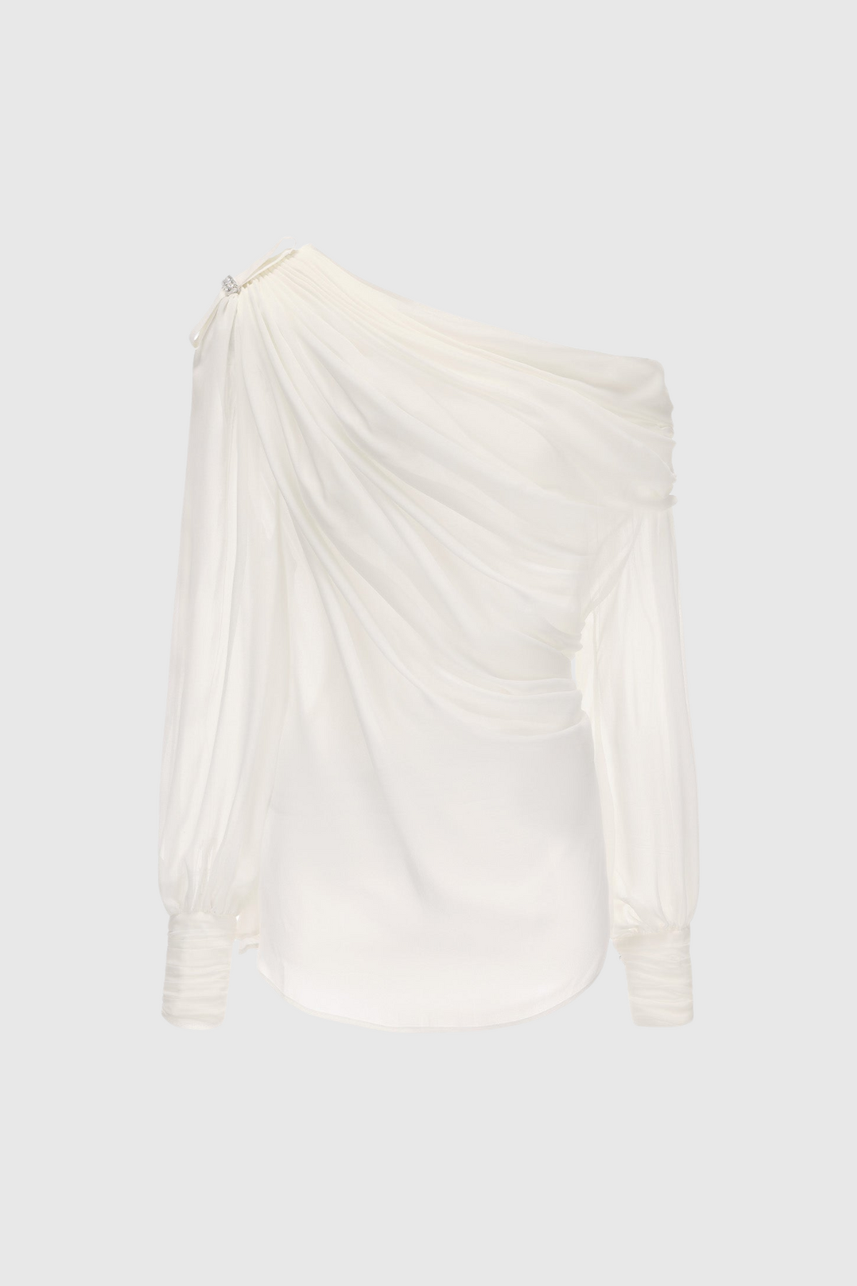 Ephai Ruched Chiffon Ruffle Two Piece Set - White