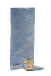 Erila Gold Buckle Knee Hight Boots - Denim
