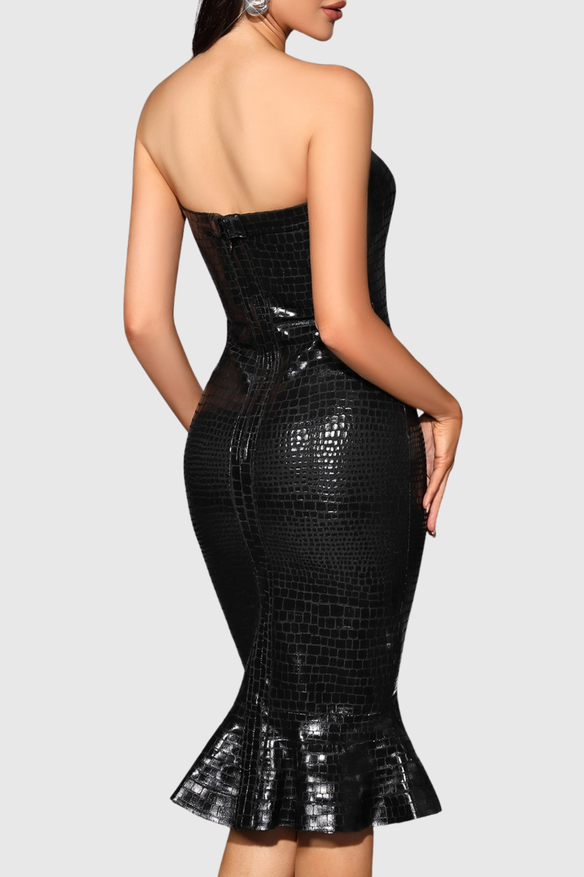 Ethan Strapless Print Mini Bandage Dress - Crocodile