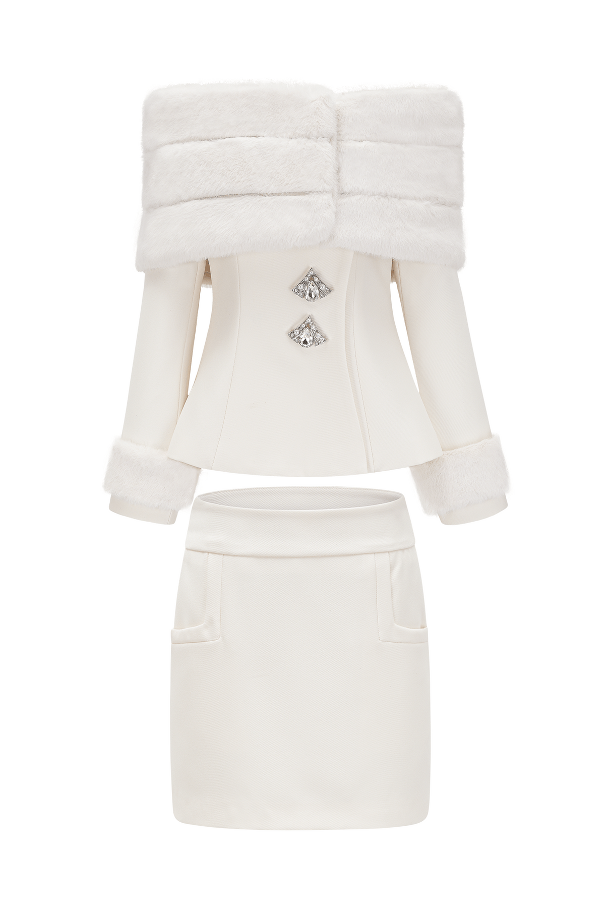 Eunice Off Shoulder Faux Fur Two Piece Set