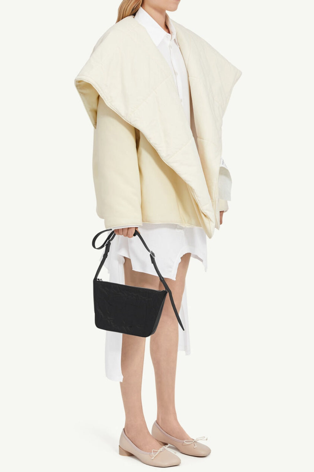 Fern Lapel Padded Jacket - White