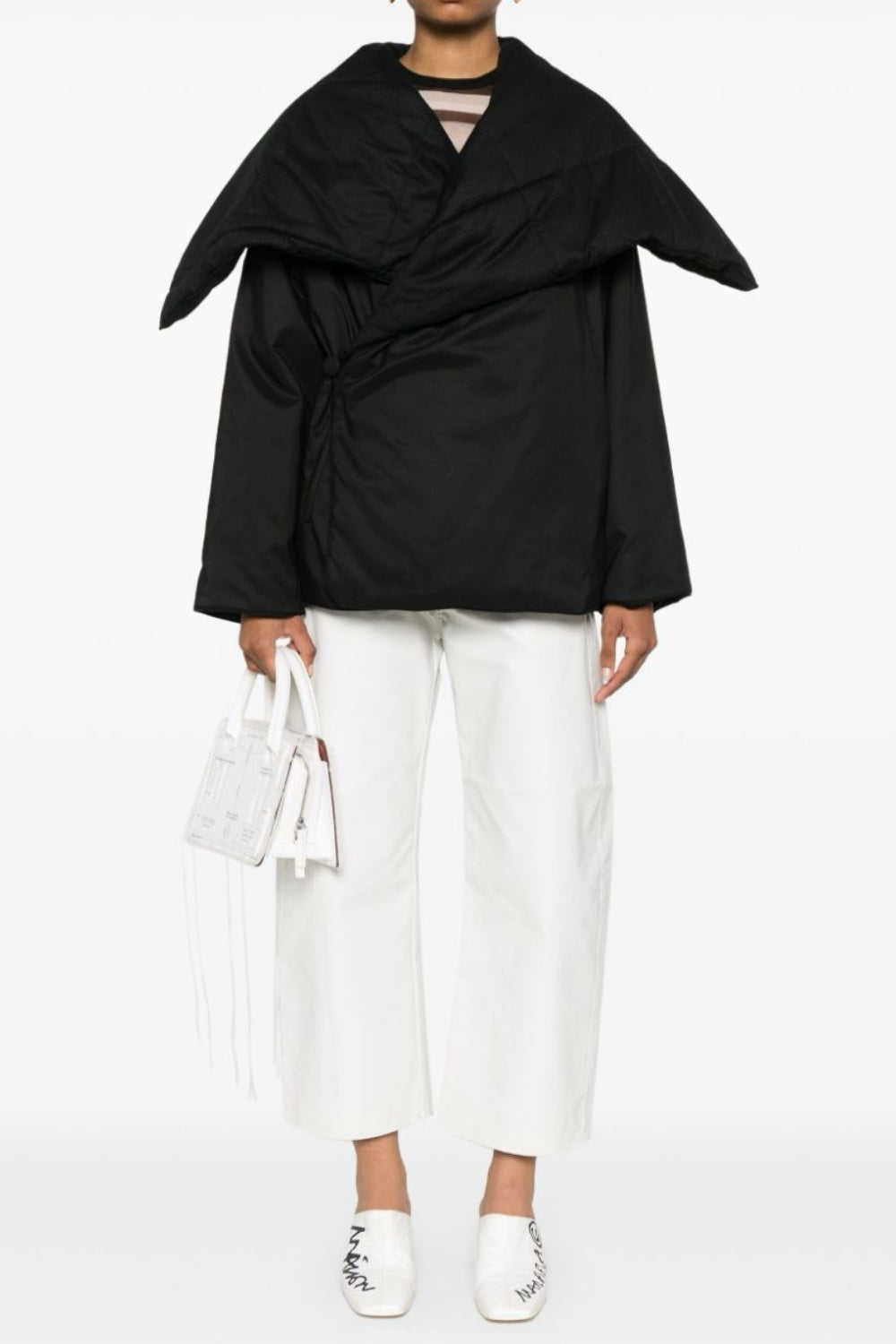 Fern Lapel Padded Jacket - Black