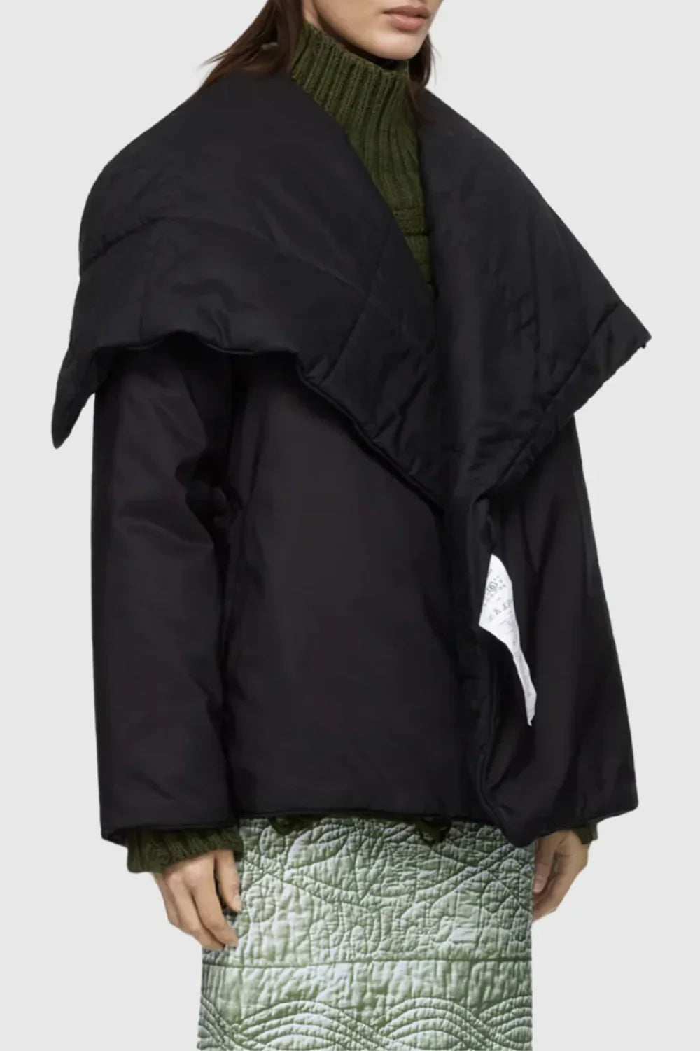 Fern Lapel Padded Jacket - Black