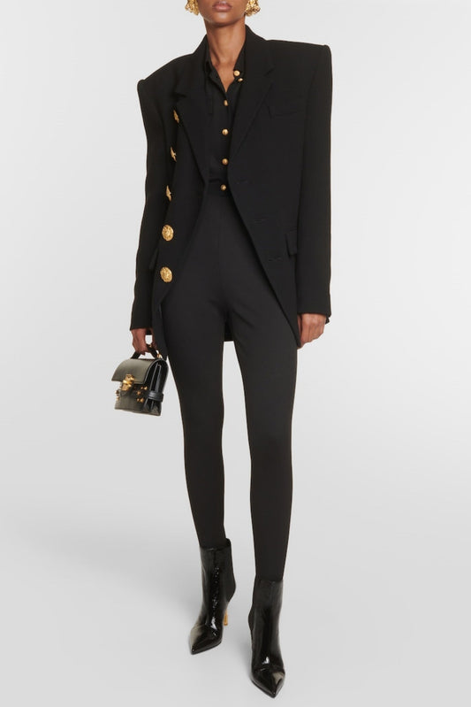 Filitsa Asymmetrical Gold Button Blazer