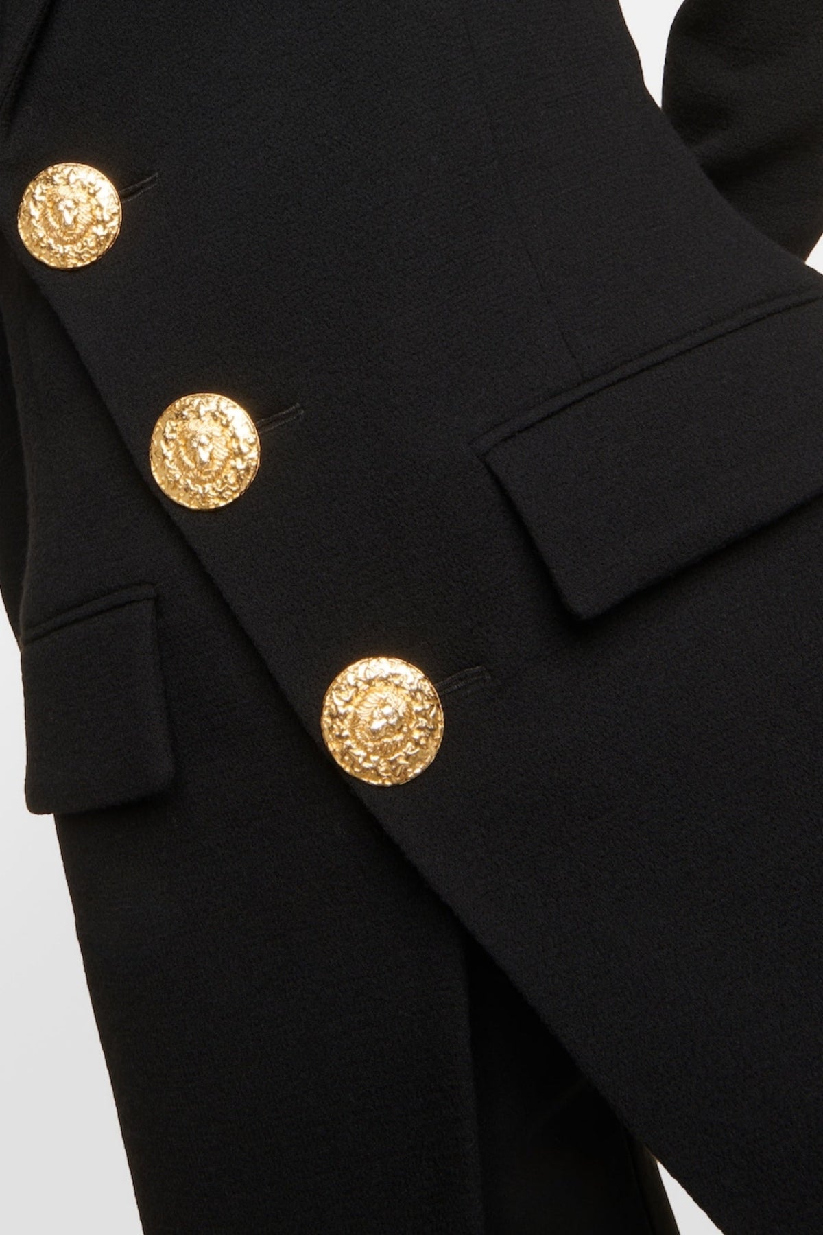 Filitsa Asymmetrical Gold Button Blazer