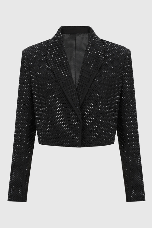 Gatsba Crystal Embellished Cropped Blazer