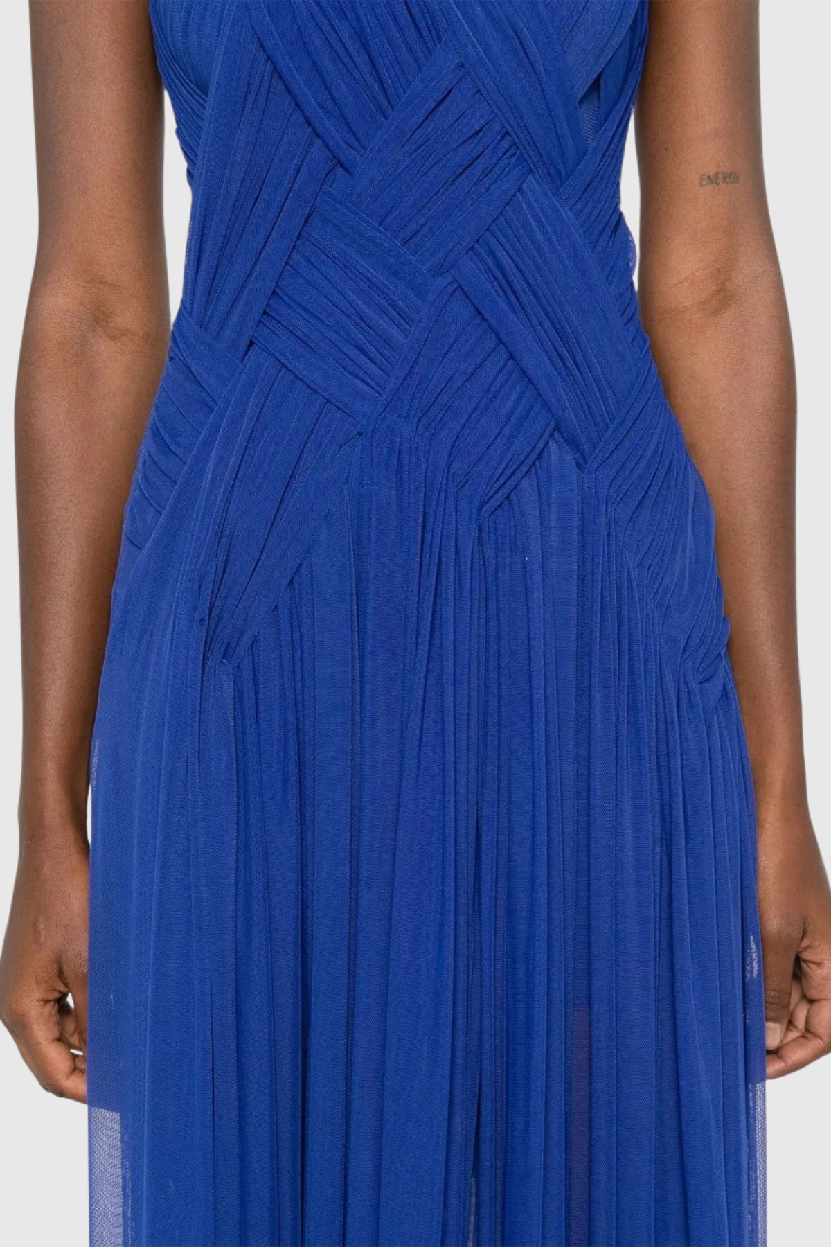 Gazelle Sleeveless Braid Tulle Maxi Dress - Blue