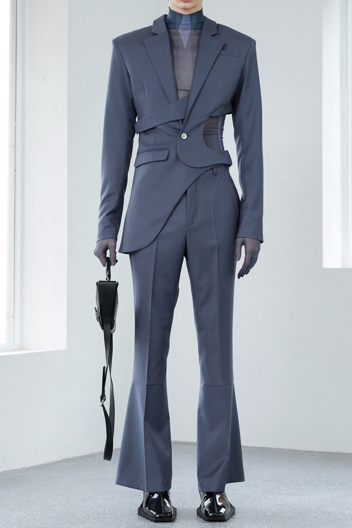 Georgia Asymmetric Cutout Blazer - Grey