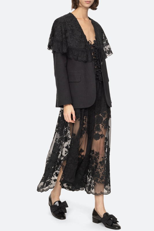 Gidea Lace Midi Skirt - Black
