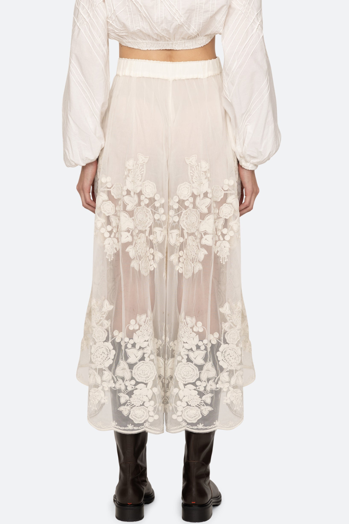Gidea Lace Midi Skirt - White