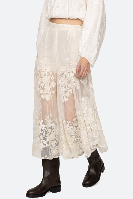 Gidea Lace Midi Skirt - White