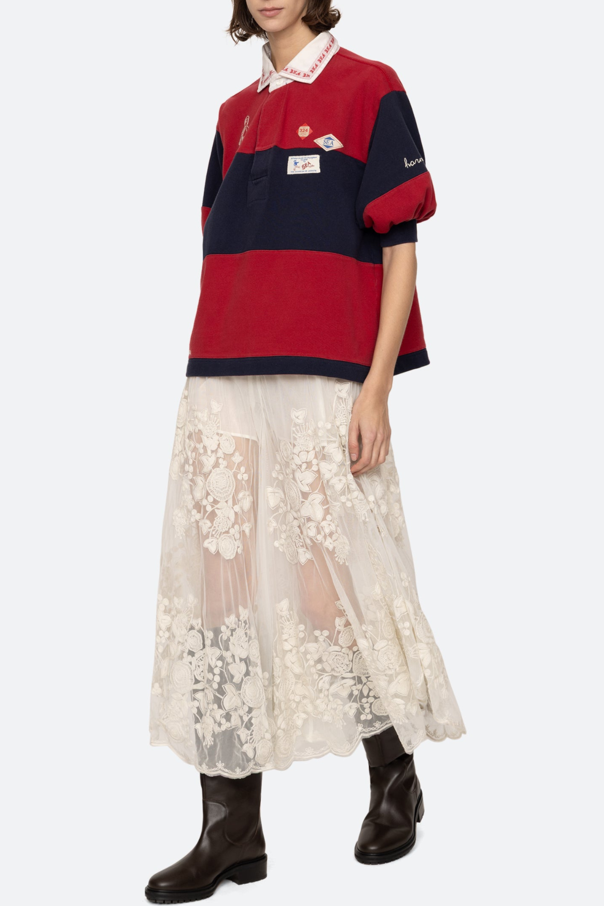 Gidea Lace Midi Skirt - White