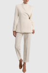 Hanka Metal Embellished Blazer & Pants Set - White