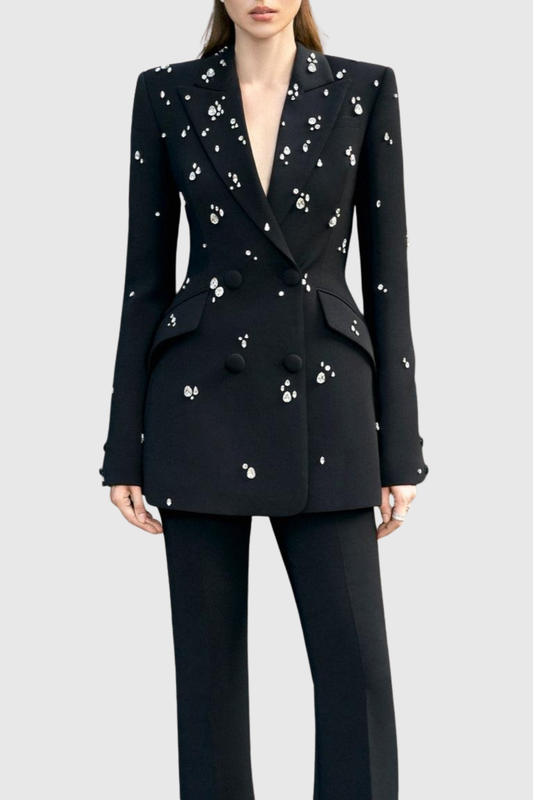 Heysa Crystal Embellished Blazer & Pants Set