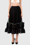 Inya Ruffle Pleated Maxi Skirt - Black