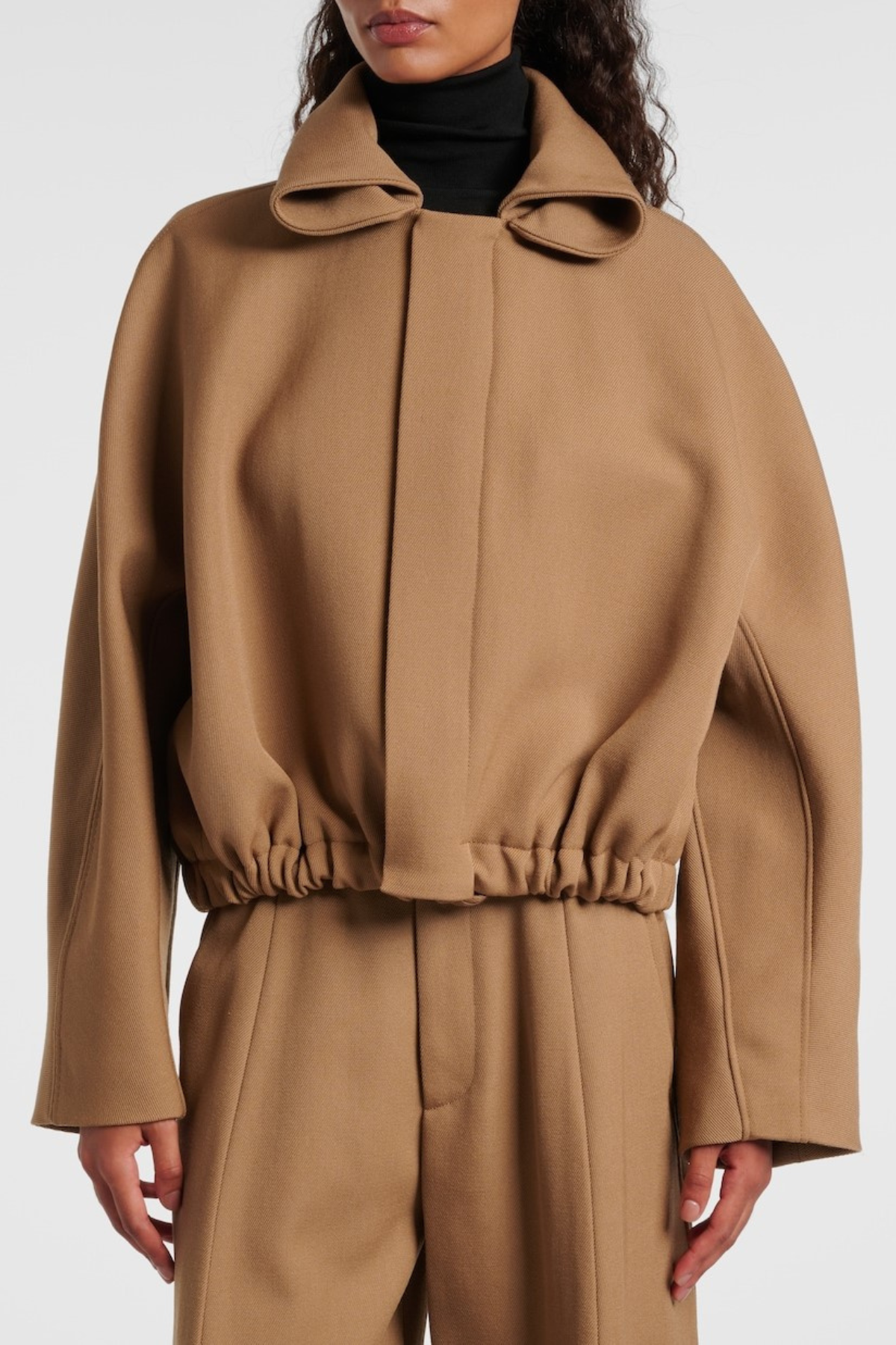 Isahara Hooded Drawstring Wool Jacket
