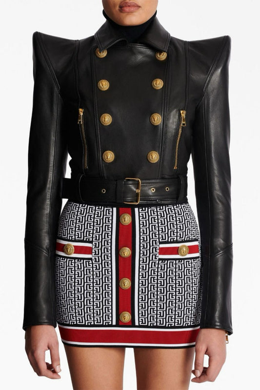 Izaiah Cropped Leather Jacket