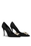 Jabez Rhinestone Buckle Satin Pumps - Black