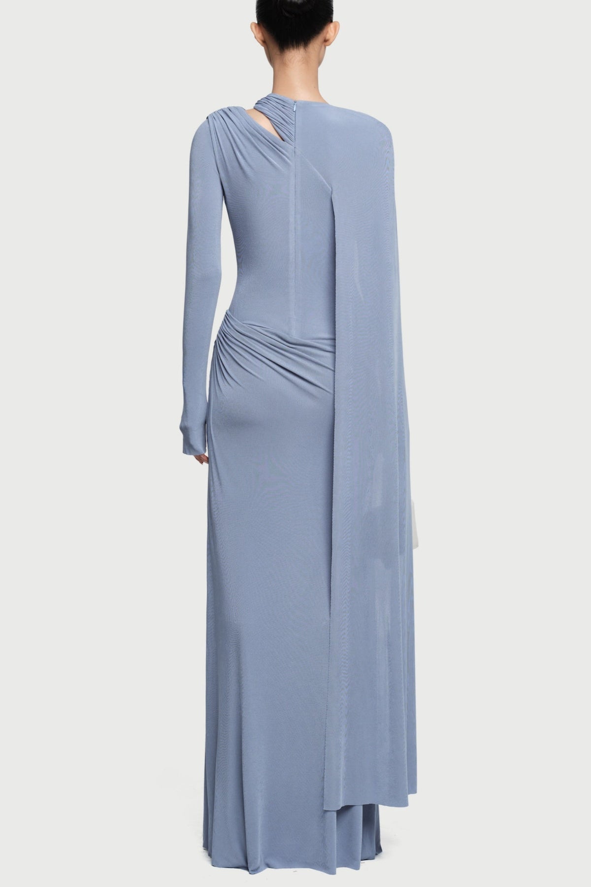 Jalynne Diagonal Shawl Cutout Maxi Dress - Blue