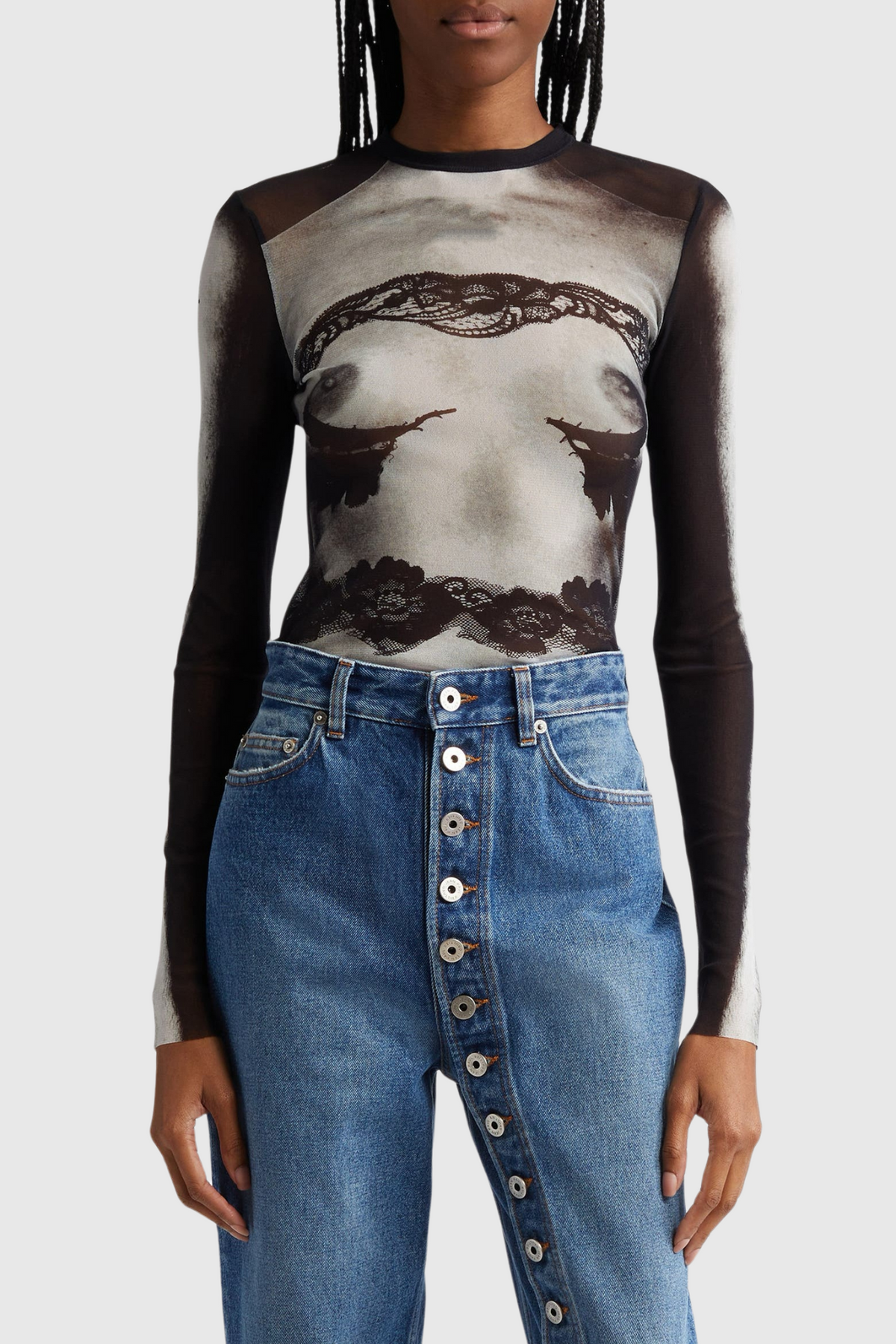 Jannice Asymmetric Button Jeans