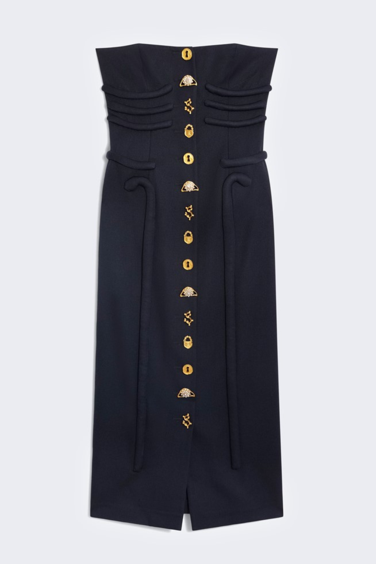 Jayaia Strapless Bustier Bones Midi Dress