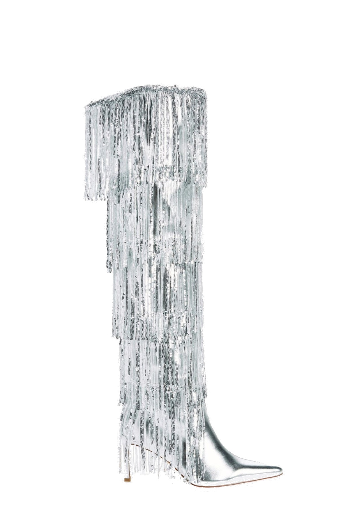 Jesiah Sequin Fringe Knee High Boots