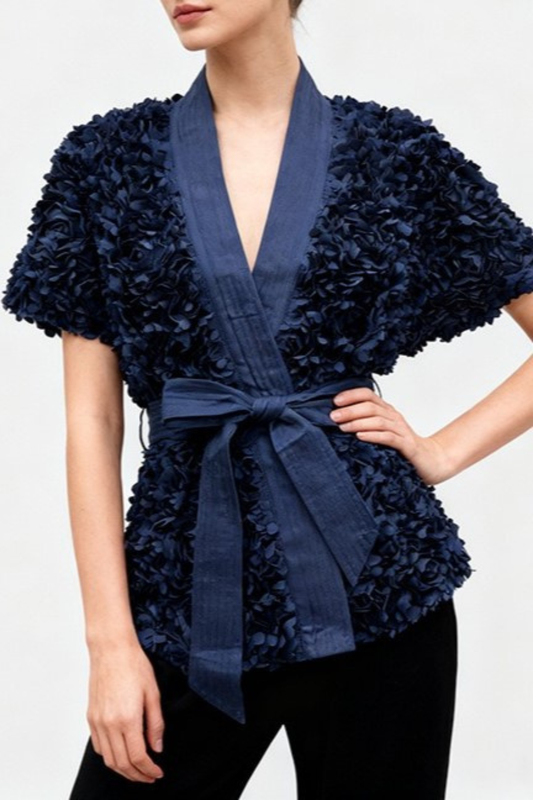 Judas Floral Lasercut Jacket - Navy