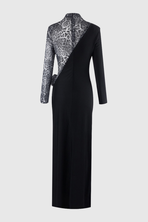 Kaily Floral Leopard Cutout Split Maxi Dress