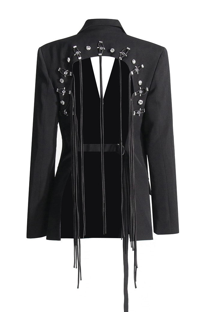 Kaler Fringed Backless Blazer