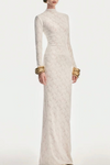 Karta Leaf Jacquard Knit Maxi Dress