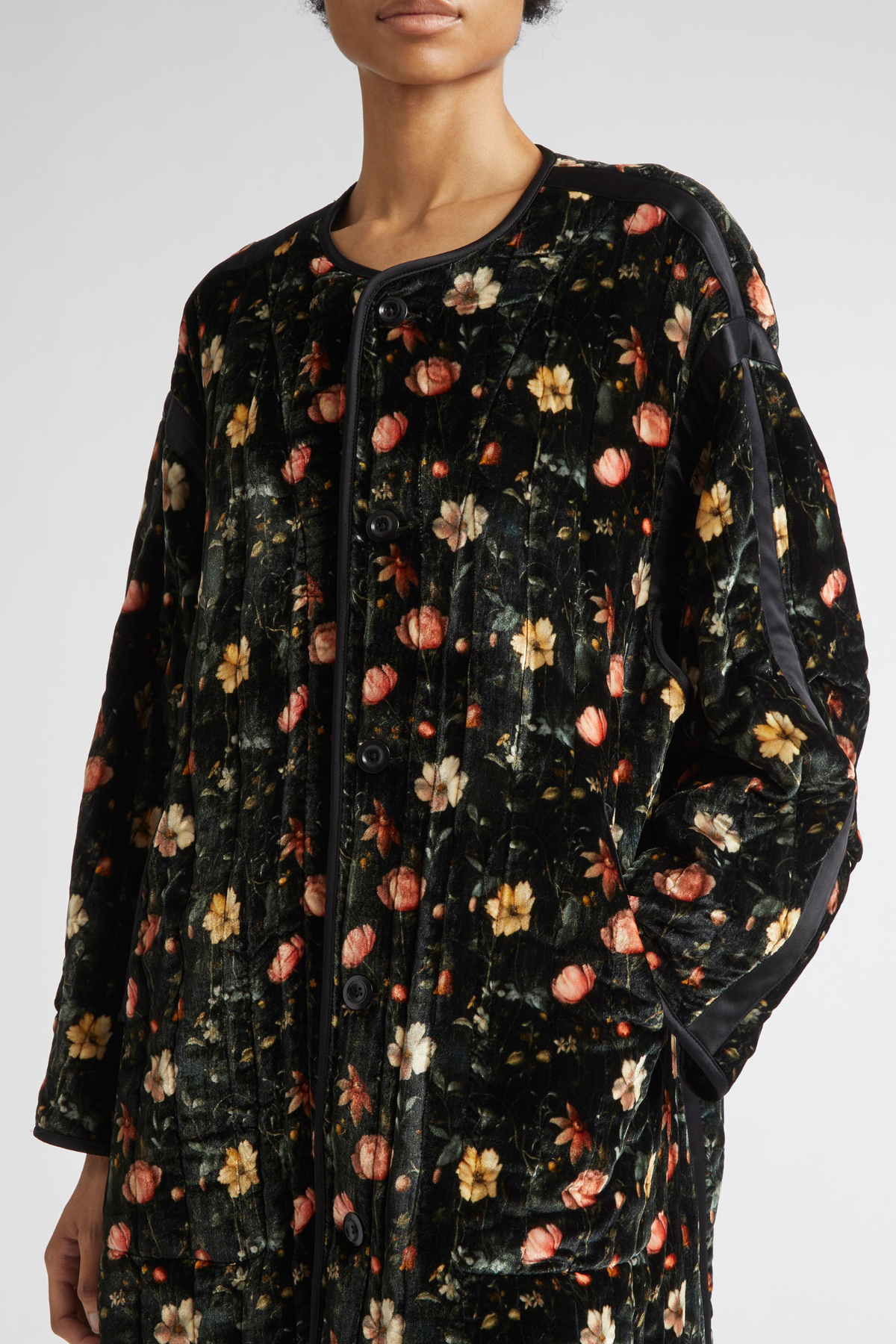 Kateri Floral Velvet Padded Coat