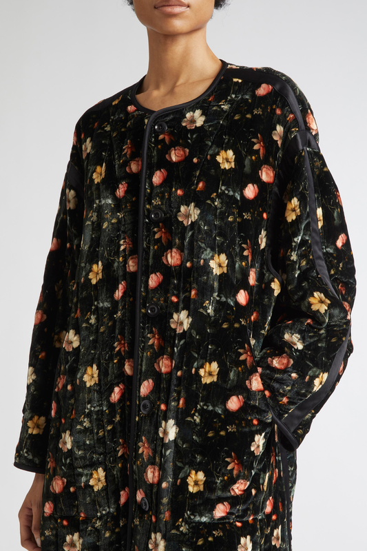 Kateri Floral Velvet Padded Coat