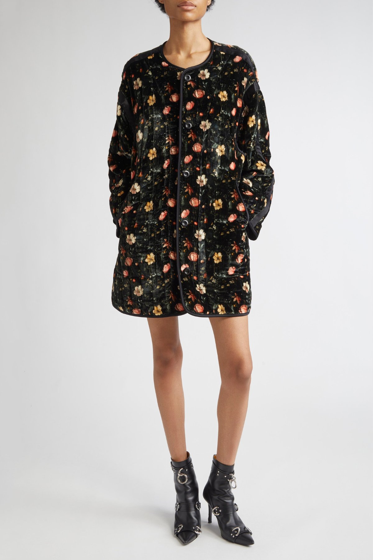 Kateri Floral Velvet Padded Coat