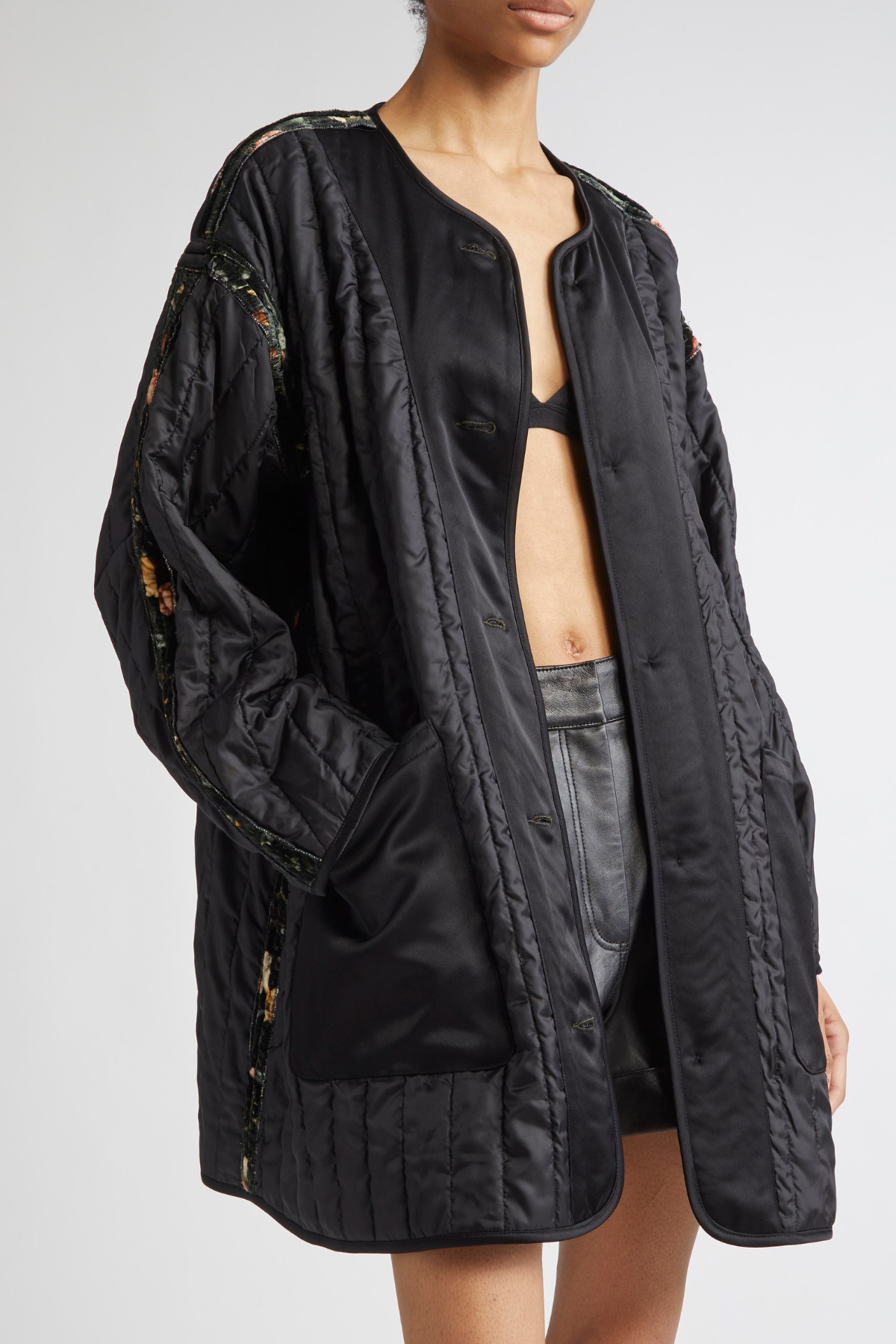 Kateri Floral Velvet Padded Coat