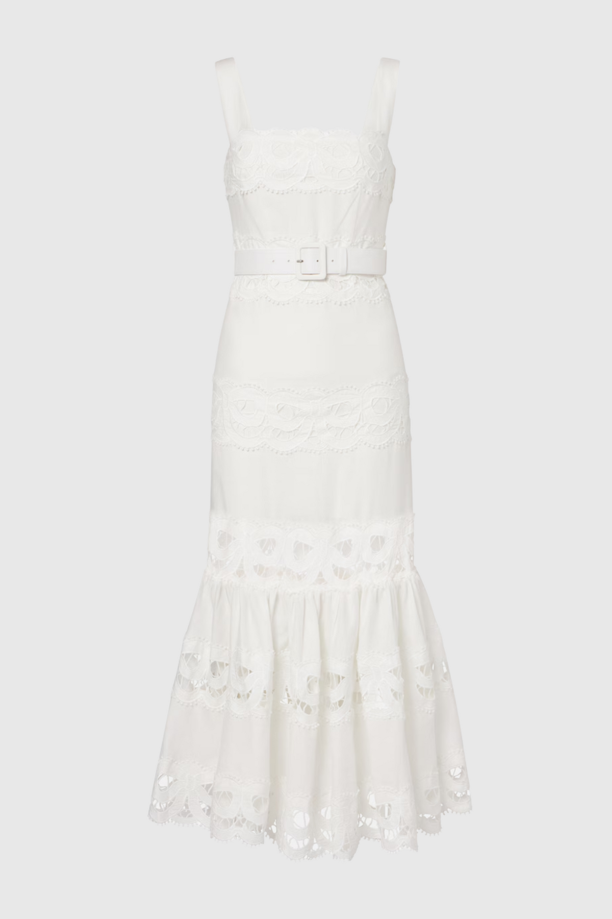 Keane Lace Insert Belted Midi Dress