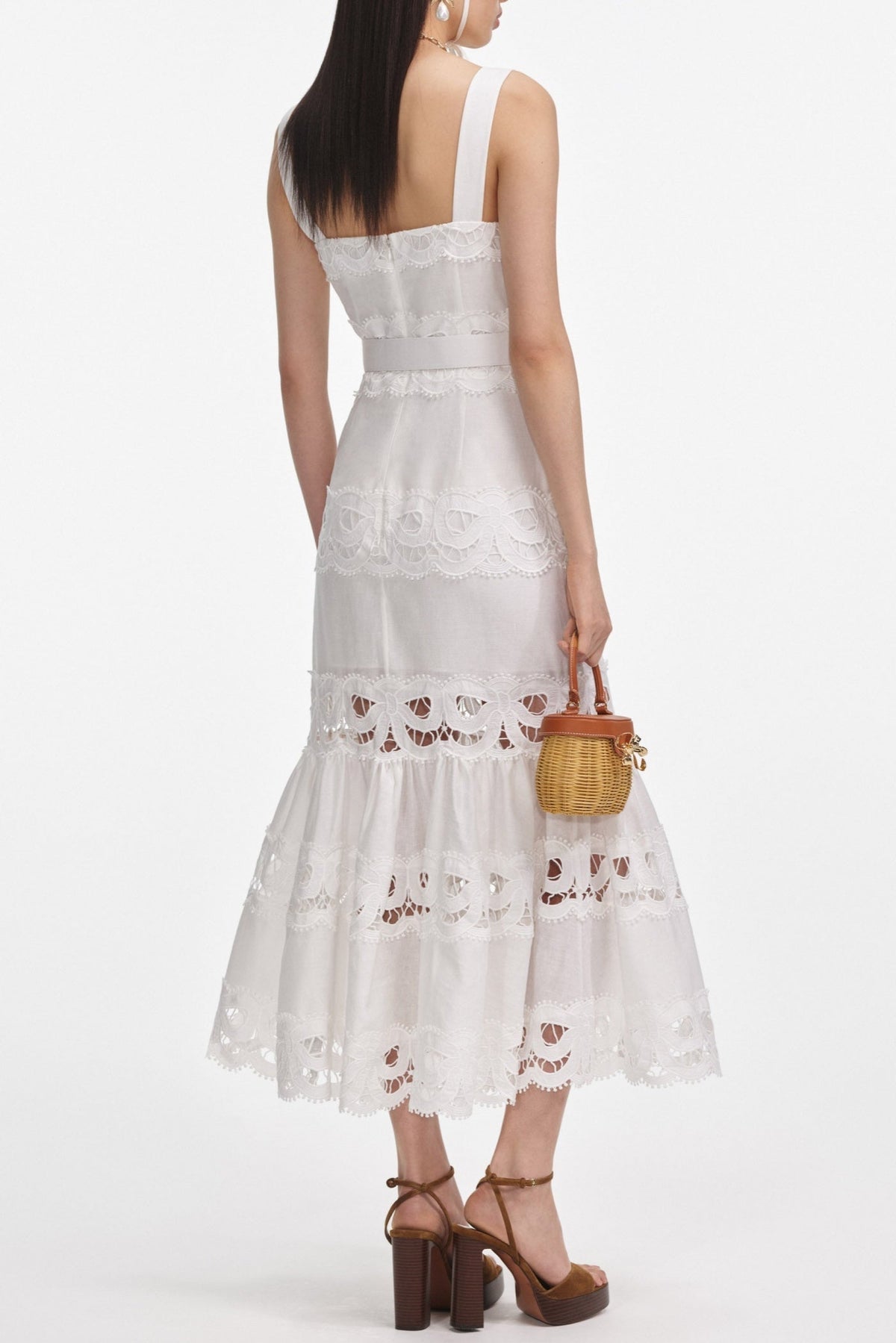 Keane Lace Insert Belted Midi Dress