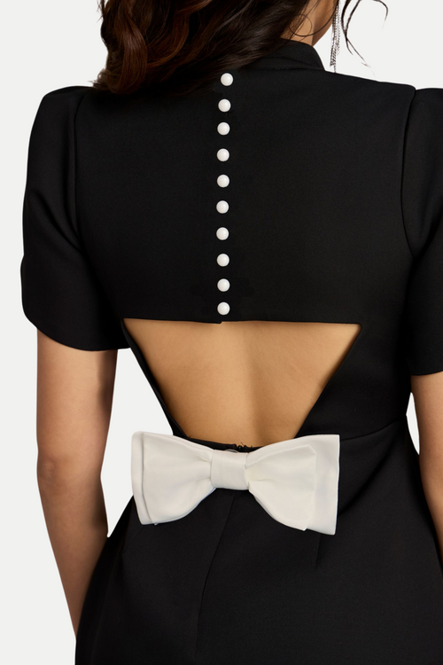 Lagan Cutout Bowknot Mini Dress - Black