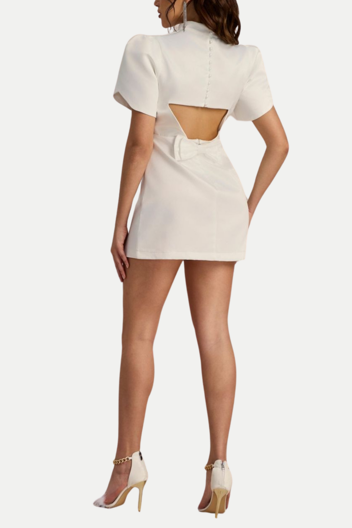 Lagan Cutout Bowknot Mini Dress - White