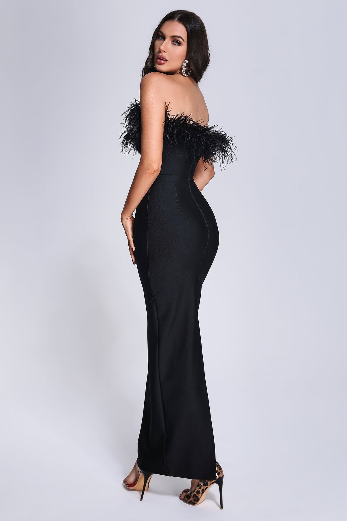 Leah Feather Maxi Bandage Dress