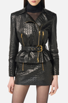 Leanra Crocodile Print Leather Jacket