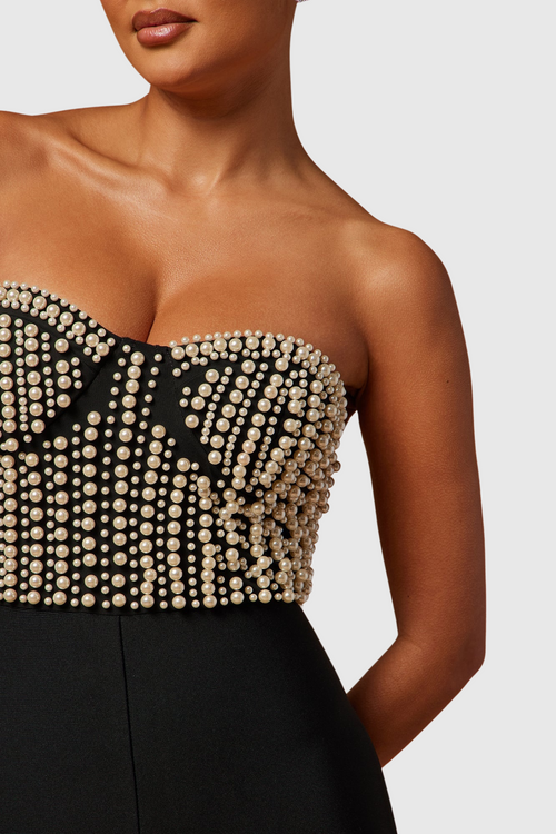 Jecori Pearl Strapless Bandage Jumpsuit