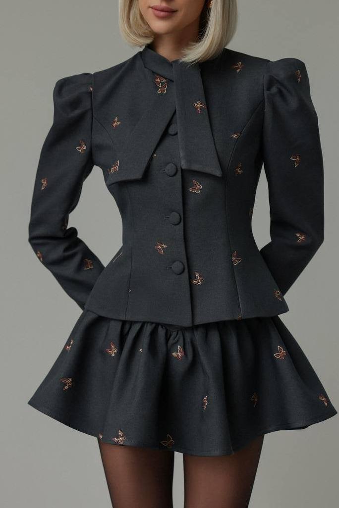 Liany Butterfly Embroidered Two Piece Set