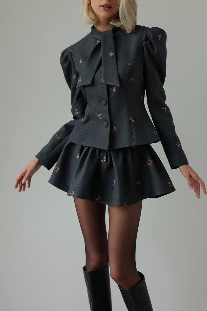 Liany Butterfly Embroidered Two Piece Set