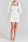 Lilay Diamante Square Collar Mini Bandage Dress - White