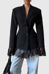 Lobart Lace Trim Blazer - Black