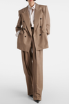Lorra Double Breasted Wool Blazer - Beige