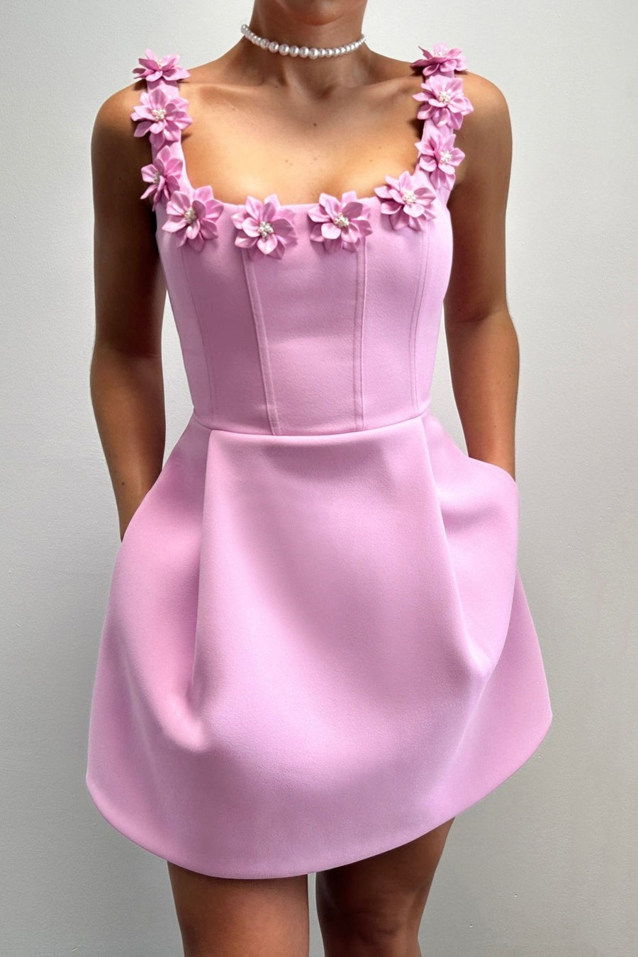 Lyra Floral Embellished Mini Bandage Dress - Pink