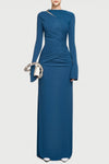 Lysander Asymmetrical Drape Cutout Maxi Dress - Blue